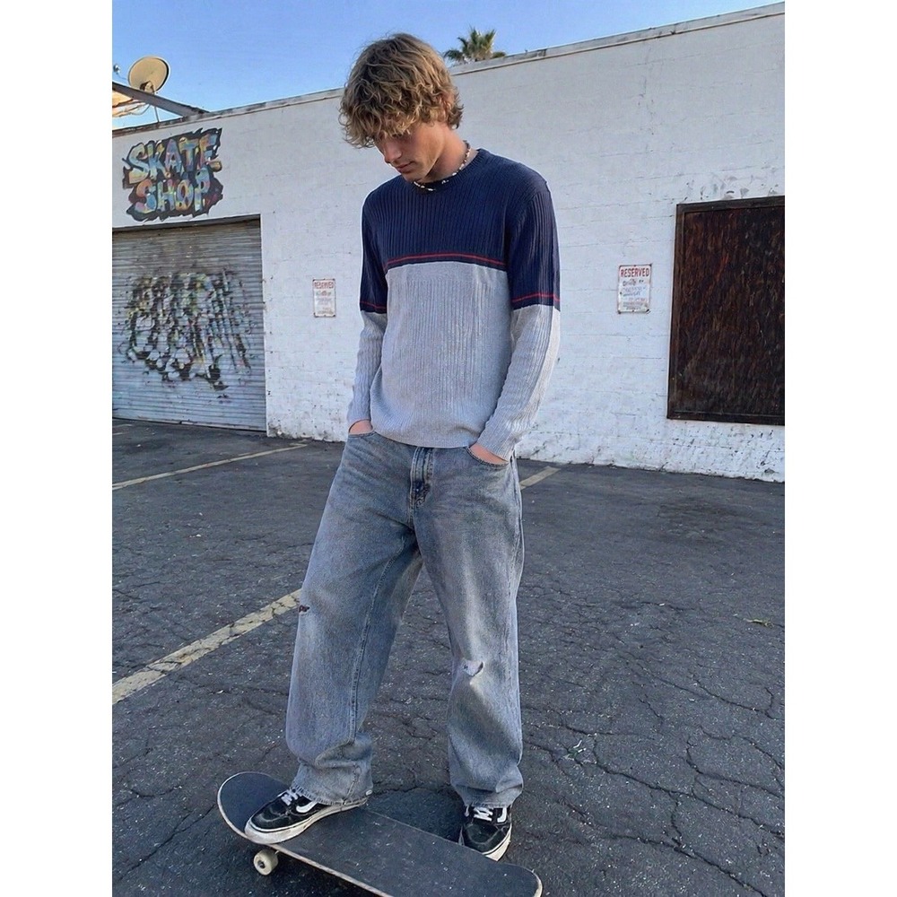 Vans Vintage Y2K Ribbed Sweater – Men's Size XL – Skater Style Colorblock